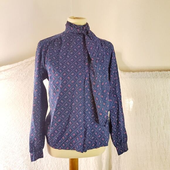 Pan-ter VTG High Neck Paisley Blouse Size 9/10 (Large) - Picture 6 of 12